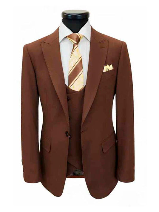 Brown 3 Piece Classic Luxury Suits