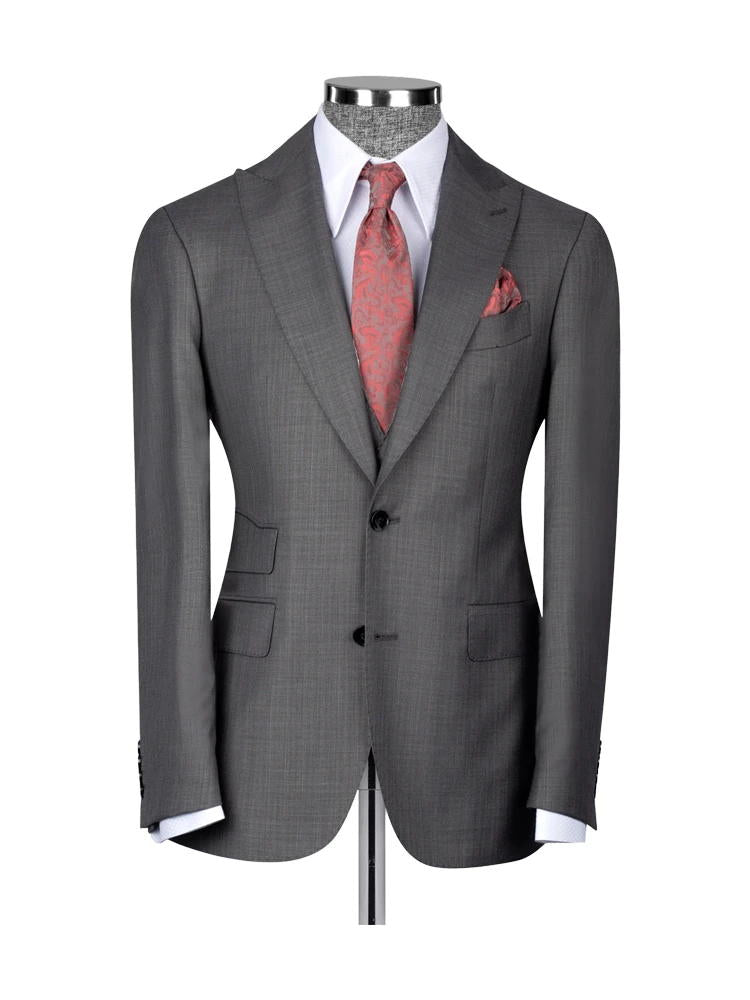 Classic Grey 3 Piece Peak Lapel Suit