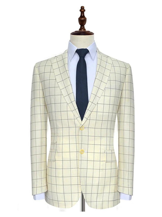 Plaid Peak Lapel Single Breasted 2 Piece Suits