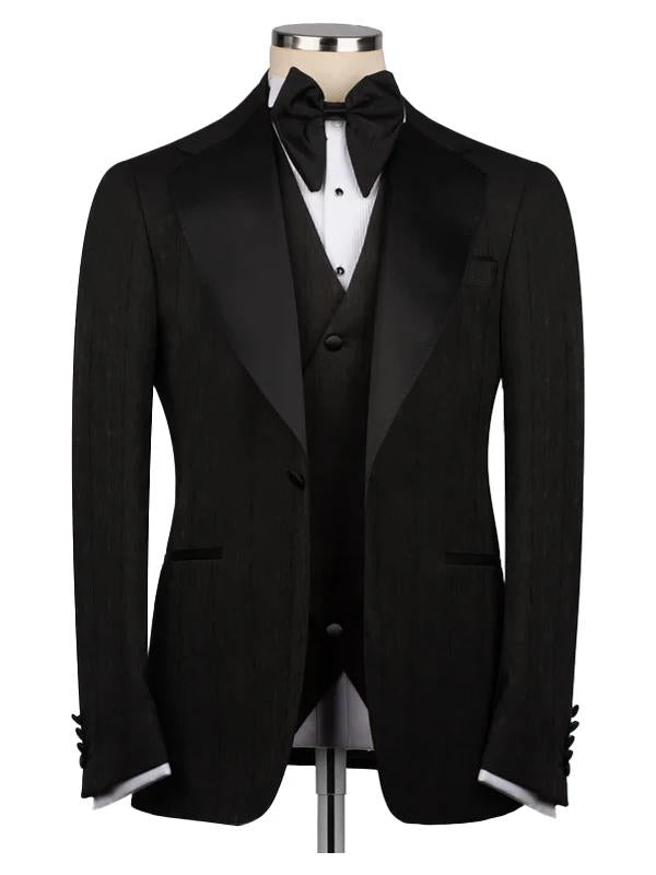 Modern Black Notch Lapel Men’s Suit