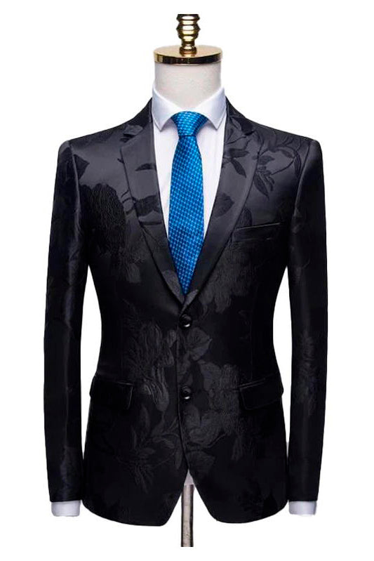 Black Notch Lapel Two Buttons Men's 2 Piece Suit