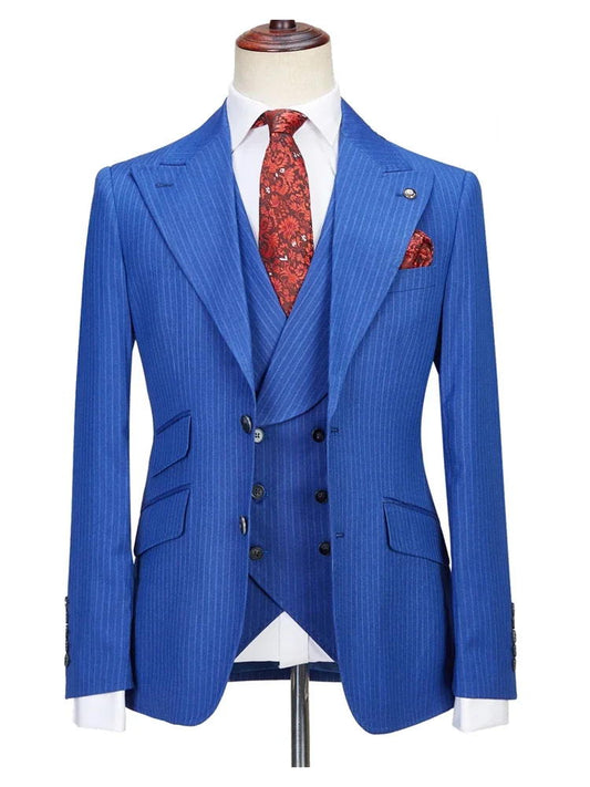 Blue Pinstripe Slim Fit 3 Piece Suit