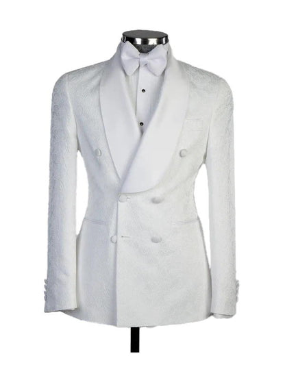 White Double Breasted Peak Lapel Suit