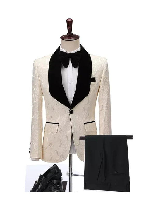 Fashion Jacquard Single Breasted Men's Suit