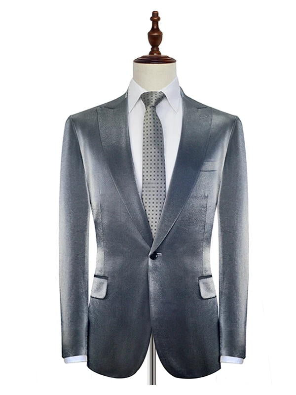 Silver Sequins Peak Lapel Men's Suits