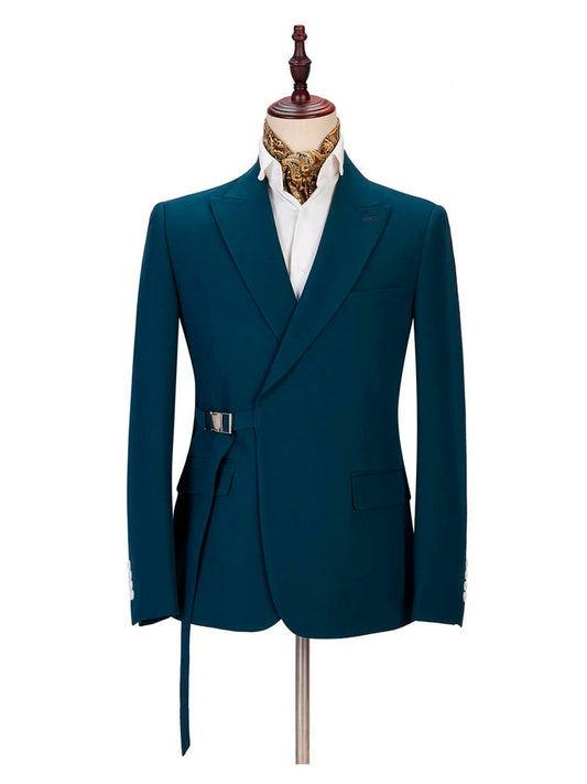 Blue Peaked Lapel Formal Business Men Suit