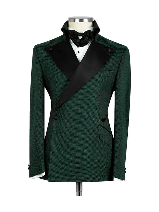 Green 2 Piece Double Breasted Notch Lapel Suits