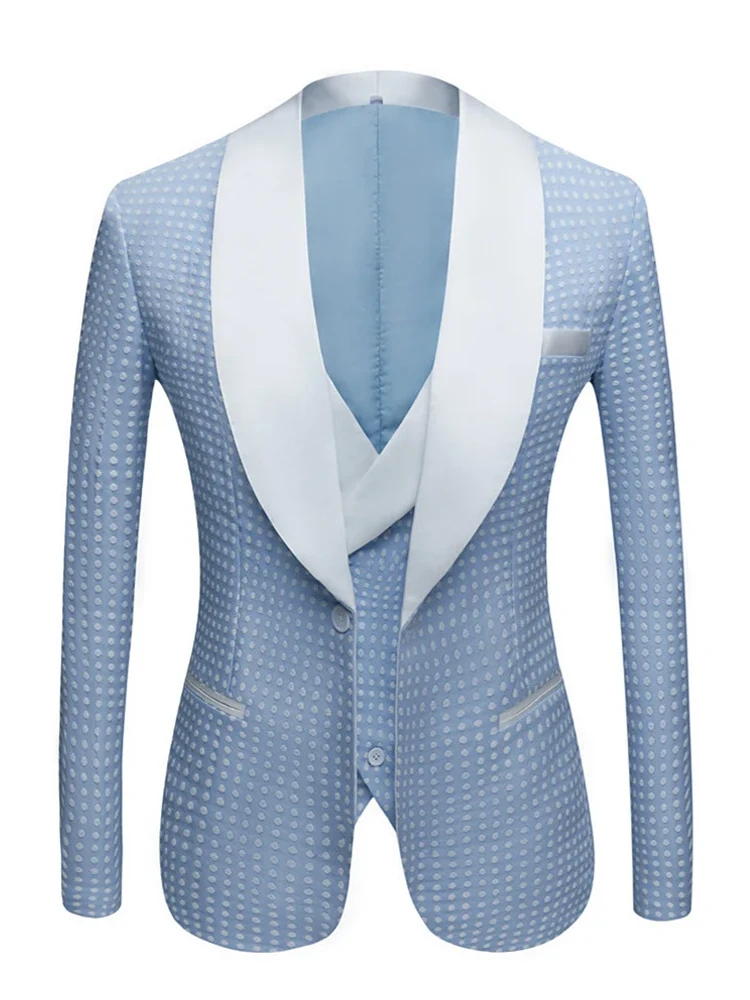 Sky Blue Wedding Suit For Men With Shawl Lapel