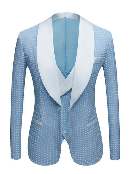 Sky Blue Wedding Suit For Men With Shawl Lapel