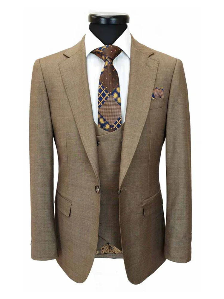 Light Brown 3 Piece Classic Luxury Suits