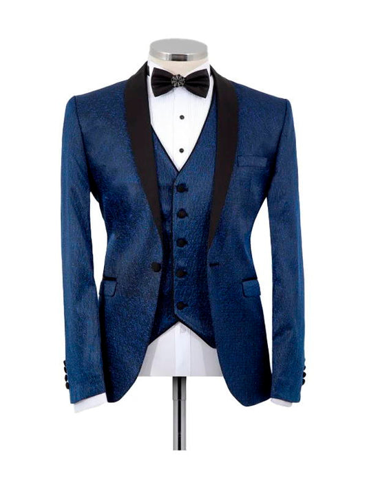 Navy Blue Prom Slim Shawl Lapel Suits