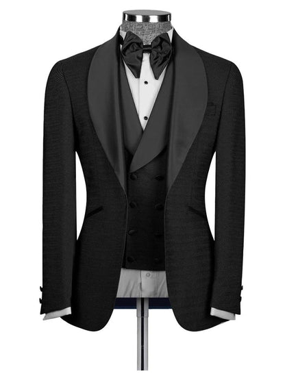 Black Shawl Lapel Wedding 3 Piece Suit