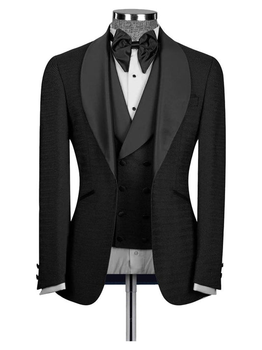 Black Shawl Lapel Wedding 3 Piece Suit