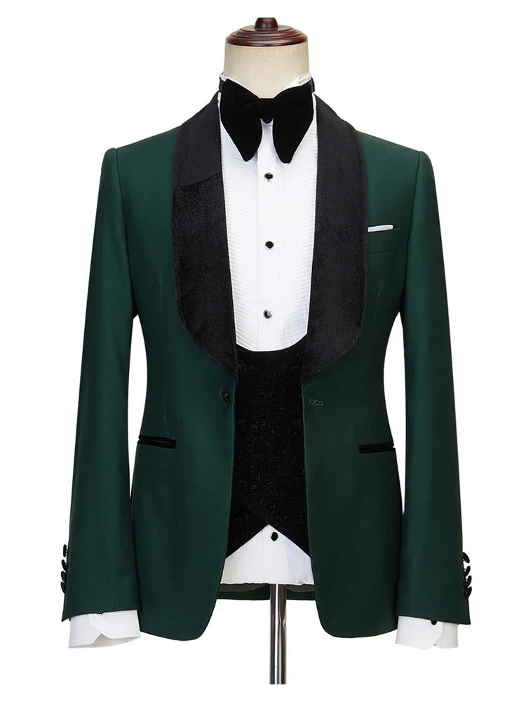 Green Formal Shawl Lapel Wedding Suit Tuxedos