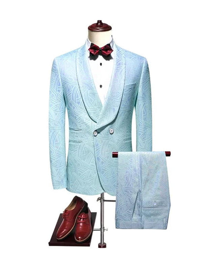 Light Blue Double Breasted Wedding Suit