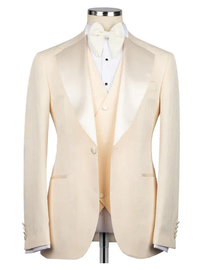 Creamy Yellow Notch Lapel Men Suit