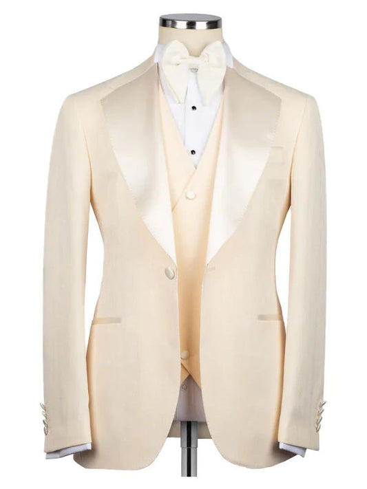 Creamy Yellow Notch Lapel Men Suit