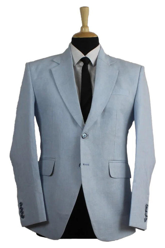 Light Blue Notch Lapel Single Breasted Suit