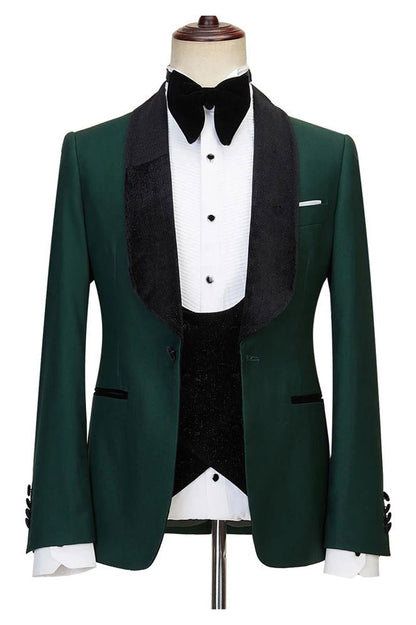 Green Formal Shawl Lapel Wedding 3-piece Tuxedo