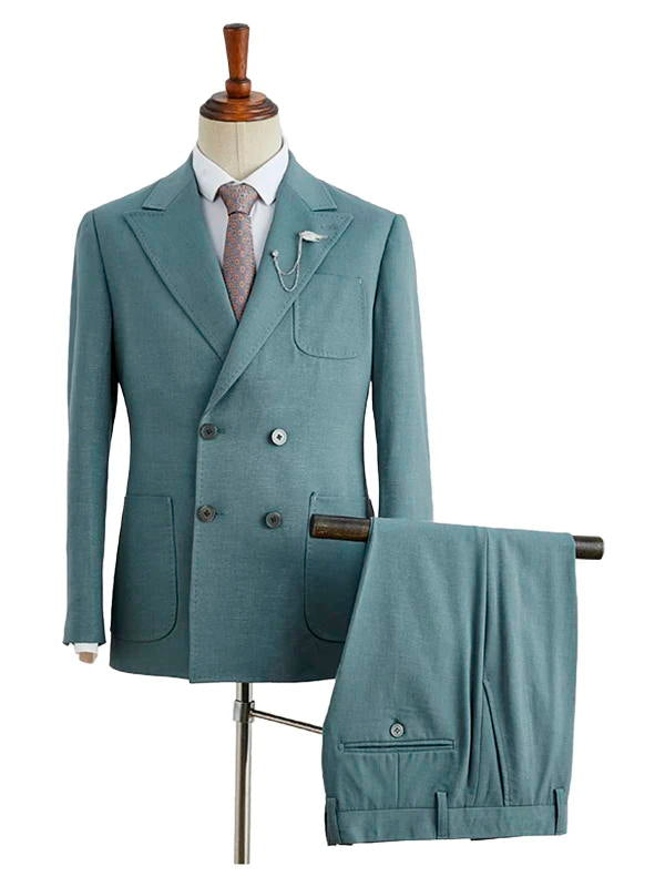 Popular Peaked Lapel Double Breasted Business Suit