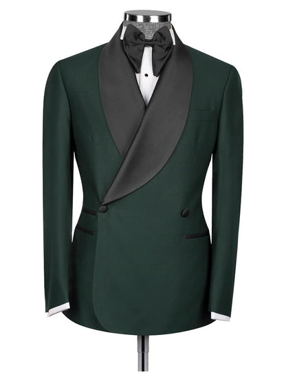 Green Shawl Lapel Double Breasted Wedding Suits