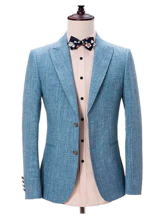 Blue Peak Lapel For Wedding Groom and Groomsmen Suits