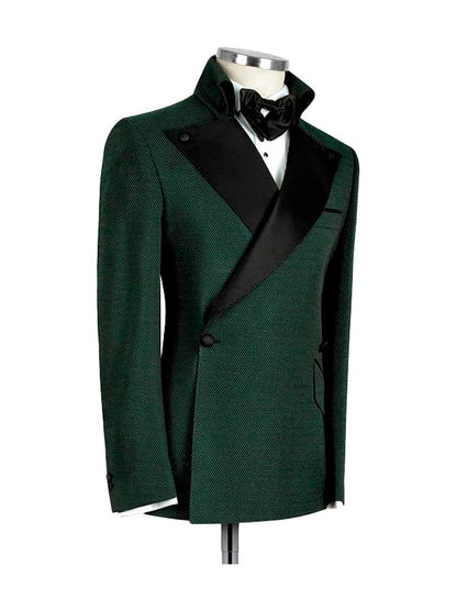 Green 2 Piece Double Breasted Notch Lapel Suits