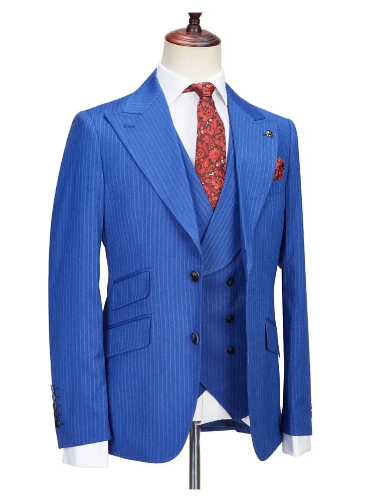 Blue Pinstripe Slim Fit 3 Piece Suit