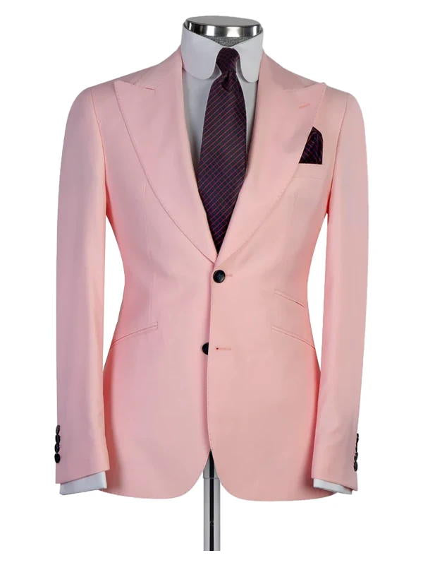 Light Pink Peaked Lapel 3 Pieces Men Suits