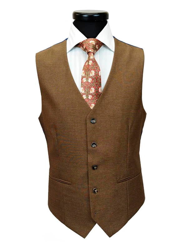 Gold Brown 3 Piece Bespoke Taupe Slim Fit Suit