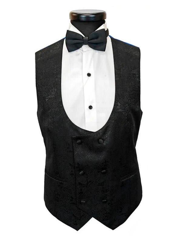 Black 3 Piece Floral Style Tuxedo