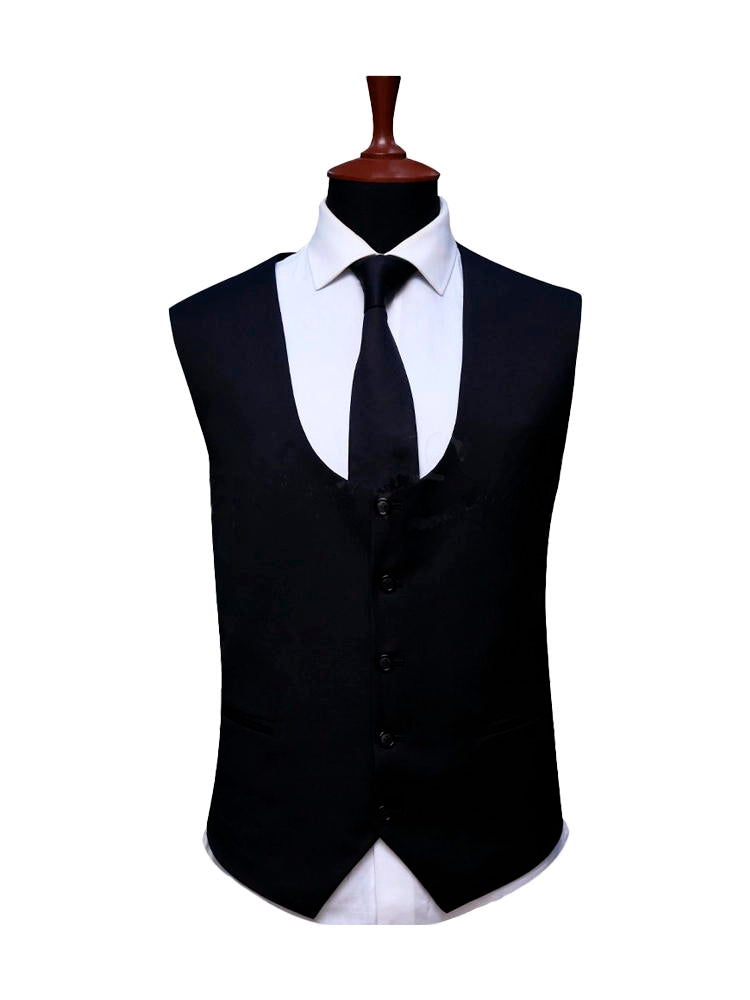 Navy Blue Notch Lapel Slim Fit Man‘s 3 Piece Suit