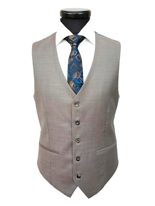 Taupe 3 Piece Bespoke Taupe Slim Fit Suit