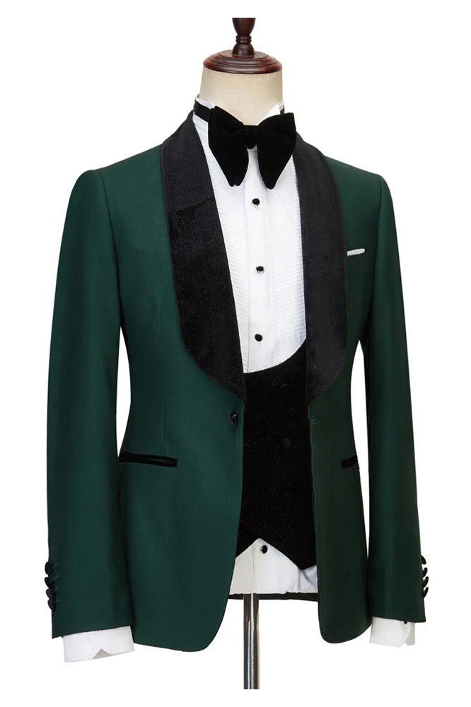 Green Formal Shawl Lapel Wedding 3-piece Tuxedo