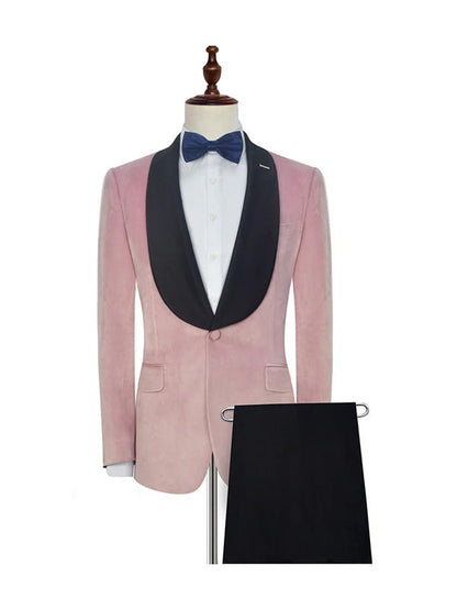 Pink Shawl Lapel Wedding Tuxedos Single Breasted Suits