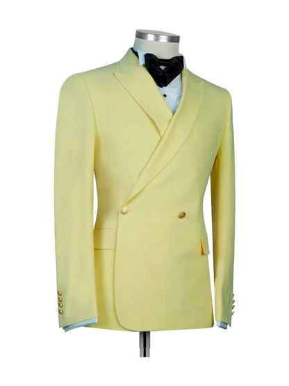 Light Yellow 2 Piece Fashion One Button Point Lapel Men Suit