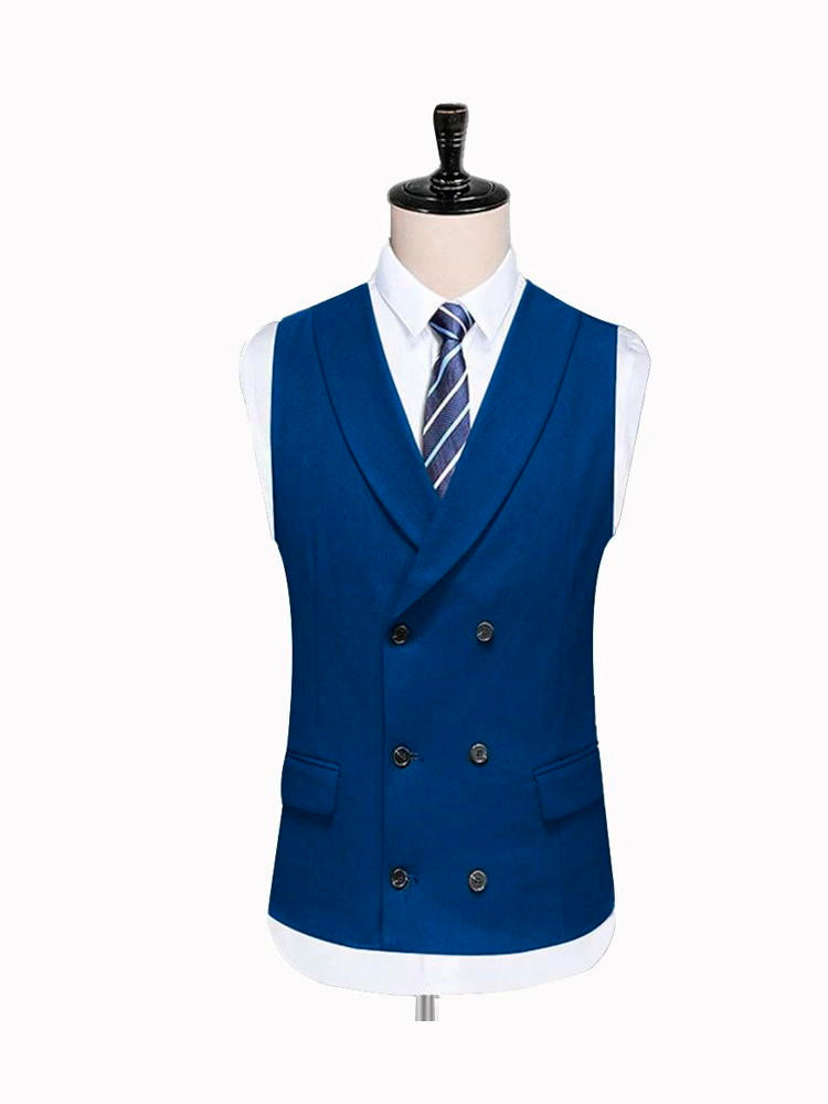 Blue Notch Lapel Slim Fit Man‘s 3 Piece Suit