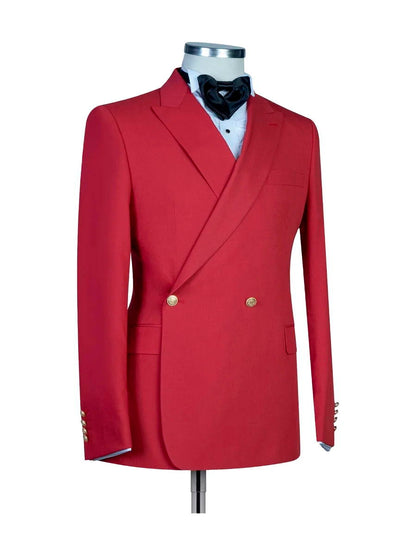 Red 2 Piece Fashion Peaked Lapel Slim Fit Prom Suits