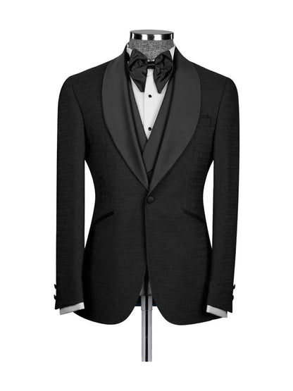 Black Shawl Lapel Wedding 3 Piece Suit