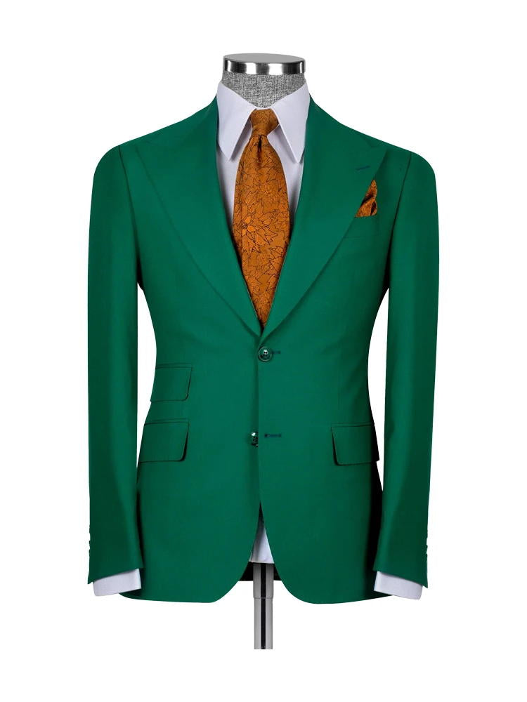 Green Classic 3 Piece Green Peak Lapel Suit