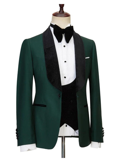 Green Formal Shawl Lapel Wedding Suit Tuxedos