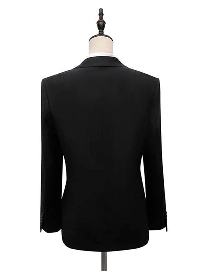 Black Slim Fit Suit with Adjustable Buckle