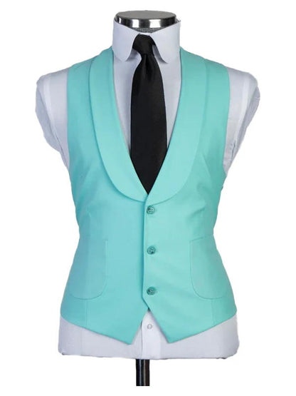 Sky Blue Three Pieces Peaked Lapel Prom Suits