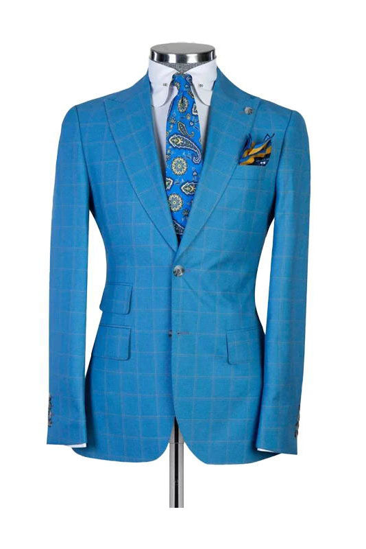 Windowpane Peak Lapel Single-breasted Suit