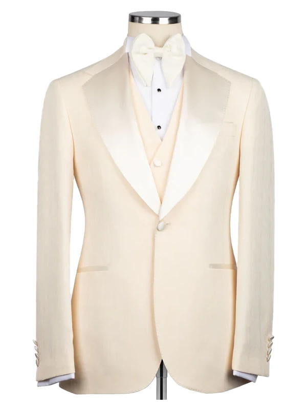 Creamy Yellow Notch Lapel Men Suit