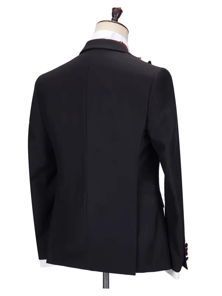 Black Peak Lapel 3 Piece Prom Suit