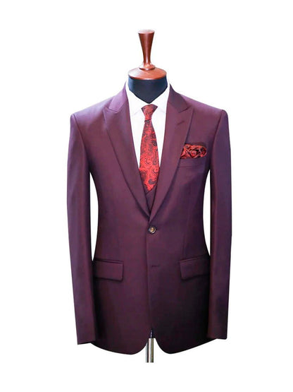 Dark Purple Peak Lapel Slim Fit Prom 3 Piece Suit