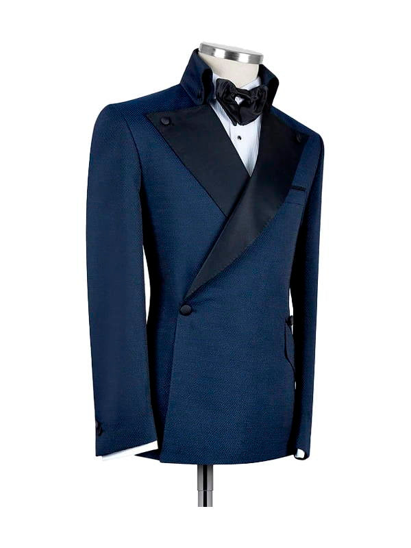 Dark Navy 2 Piece Double Breasted Peak Lapel Suits