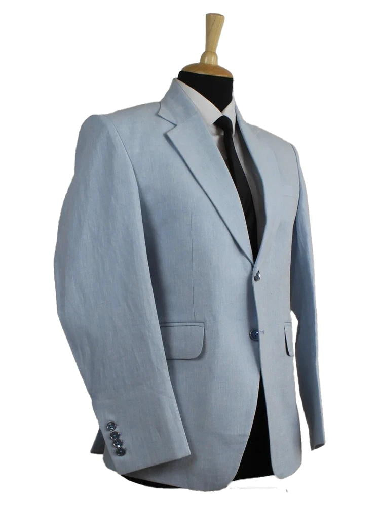 Light Blue Notch Lapel Single Breasted Suit