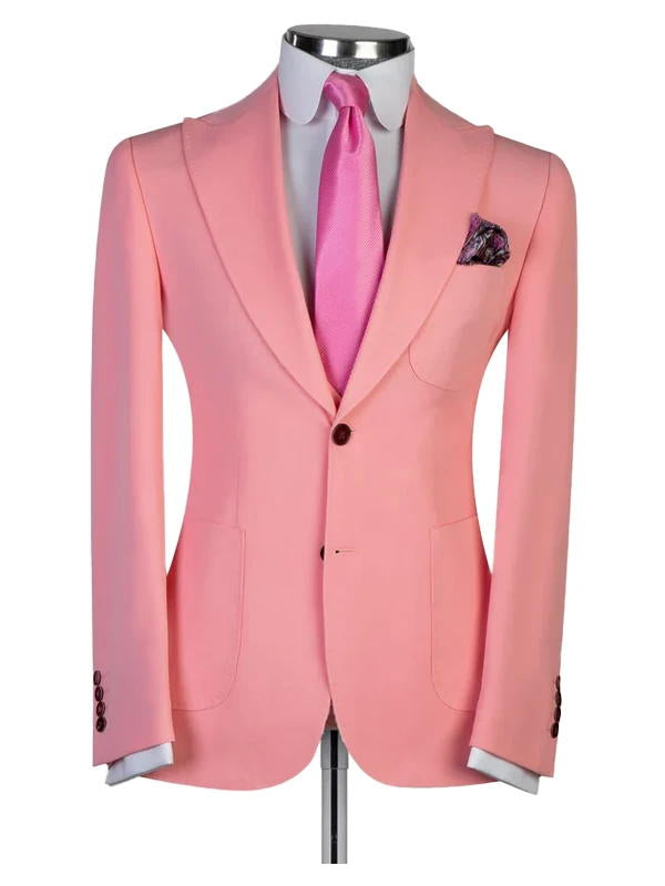 Pink Three Pieces Peaked Lapel Prom Suits